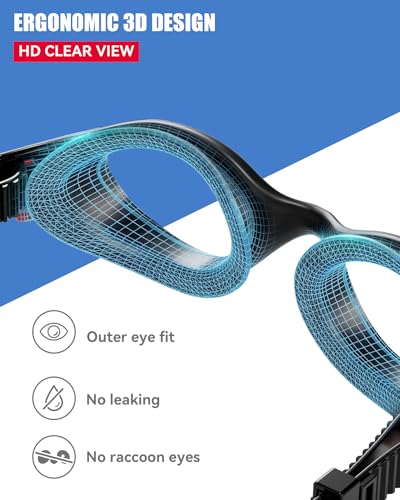 Aegend Swim Goggles, No-Leaking Anti-Fog Swimming Goggles for Adult Men Women (Clear Black) — view 5