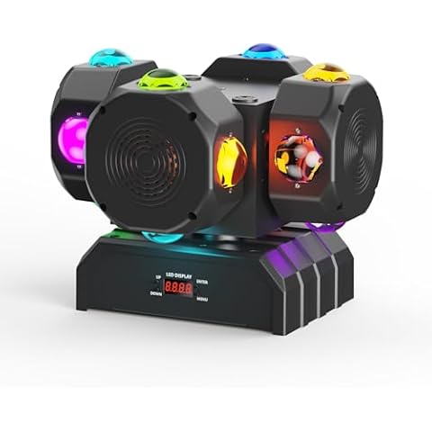 HOLDLAMP 200W LED Moving Head DJ Lights with 4 Rotating Head,16X10W RGBW 4-in-1 Party Light with Strobe Stage Effect Beam Lights Controlled by 14CH DMX-512/Sound Activated for Christmas KTV Wedding Cover