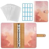 Dadanism Budget Binder with Zipper Envelopes,A6 Budget Binder PU Leather Pocket with 12pcs Clear Pla