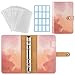 Dadanism Portfolio A6, Porte-Documents en PU Cuir avec 6 Anneaux, Dossier Polyvalent avec 12 Pochettes Transparentes à Fermeture Éclair et Autocollants d'Étiquettes pour Bureau Scolaire, Crépuscule