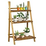 Outsunny Soporte para Plantas de Madera 3 Niveles 60x37x93 cm Carbonizado