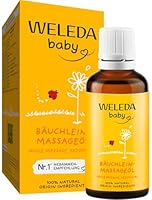 WELEDA Bio Baby Bäuchlein Massageöl, Naturkosmetik Massage Öl gegen Bauchschmerzen und Krämpfe von Babys und Kleinkindern, Pflegeöl zur Verdauungsförderung (1 x 50 ml)