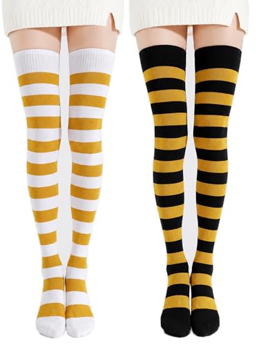 Image of Kayhoma Extra Long Cotton Stripe Thigh High Socks Over the Knee High Socks