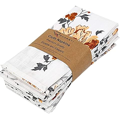 RUVANTI Fall Cloth Napkins 6 Pack 100% Cotton 18 X 18 Inch Dinner Napkins, Soft & Comfortable Cotton Napkins.Table Cloth Napkins Linen Napkins Fabric Napkins Cover