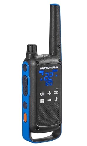 Motorola Solutions, Talkabout T802, Portable FRS Two Way Radio 8 Pack Walkie Talkies Blue/Black 22 Channels 4 Dual Charger Docks 8 PTT Earpieces - Thumbnail 3