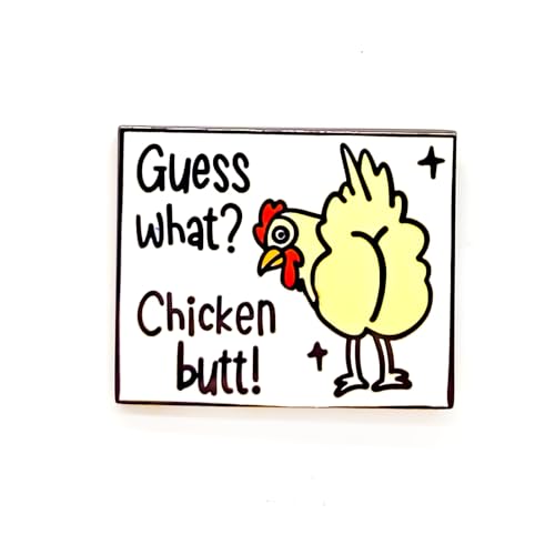 Image of Guess What? Chicken Butt! Funny Pin - Animal World Series | Premium Enamel Pin - Statement Lapel Pin - Plated Badge for Clothing, Bags, Hats, Jackets, and Lanyards