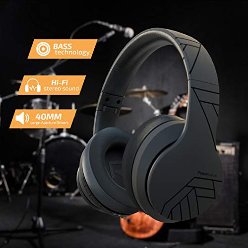 Image of Wireless Bluetooth Headphones, PowerLocus Bluetooth Headphones Over Ear, Super Bass Hi-Fi Stereo, Soft Earmuffs, Foldable Wireless and Wired with Mic for Cell Phones, Online Class, Home Office, PC,TV