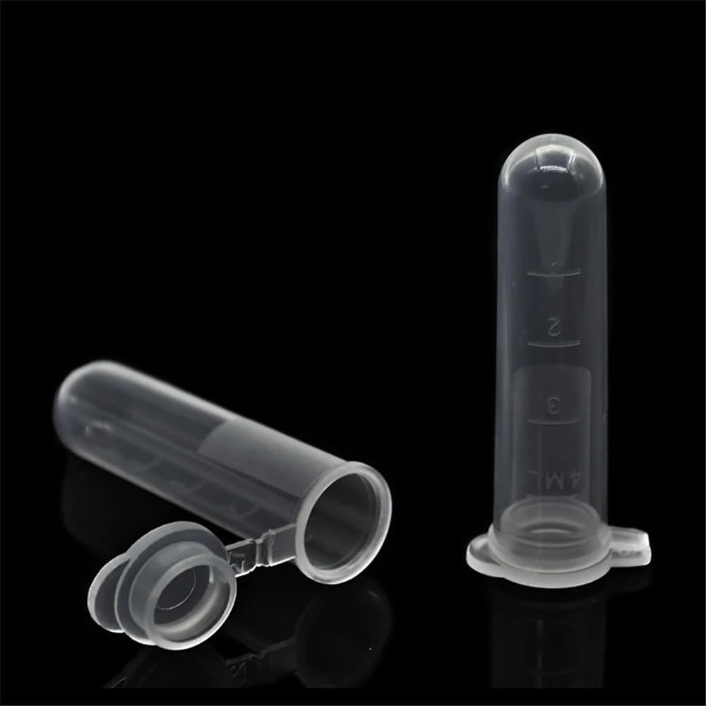 Instrumentos y Equipos de Laboratorio Tubo de centrífuga de microtubos de 5 ml, tubo de centrífuga de laboratorio, fondo redondo, tapa a presión, transparente, diámetro 13 mm, altura 53 mm, 300 tubos