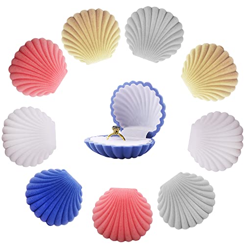 10 Pcs Velvet Shell Jewelry Boxs Colorful Shell Gift Boxes Display Organizer Box For Earring&Ring&Necklace #TOP1