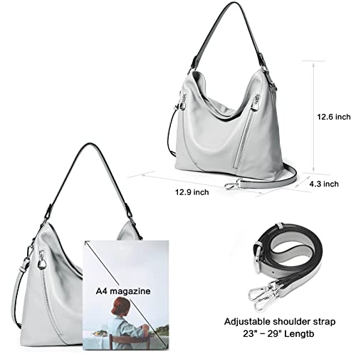 Bostanten Women Leather Handbag Designer Ladies Hobo Purses Shoulder Bag Grey #TOP4
