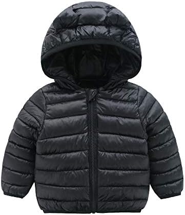 CECORC Winter Coats for Kids with Hoods (Padded) Light Puffer Jacket for Outdoor Warmth, Travel, Snow Play | Girls, Boys | Baby, Infants, Toddlers,18-24-30 Months 2T, Black