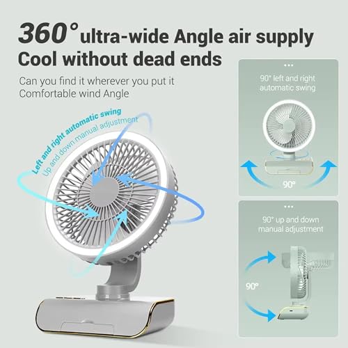 Image of Zemic 4000mAh High Speed ๐๐๐๐ก๐๐ซ๐ ๐๐๐๐ฅ๐ Table Fan for Home, ๐๐ฌ๐๐ข๐ฅ๐ฅ๐๐ญ๐ข๐ง๐ ๐๐๐ง with ๐๐๐ ๐๐ข๐ ๐ก๐ญ | ๐๐๐ ๐๐๐ซ๐ฌ๐จ๐ง๐๐ฅ Fan, ๐๐๐ฆ๐จ๐ญ๐ Control ๐ ๐๐ฉ๐๐๐ (White)
