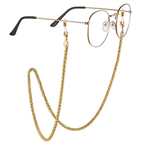 AllenCOCO 18K Gold Plated Eyeglass Chain Sunglasses Eyewear Strap Holder Reading Glasses Retainer for Women, 14k Glowing, One Size