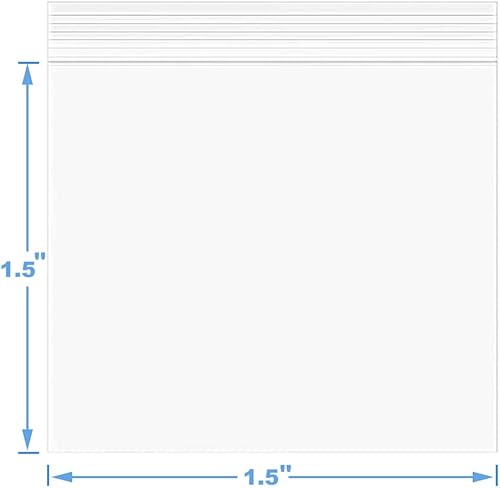 Miniatura 2 de 200 bolsas pequeñas de polietileno transparentes con cremallera de 1.5 x 1.5 pulgadas de grosor de 2.4 mil, mini bolsas de plástico resellables con