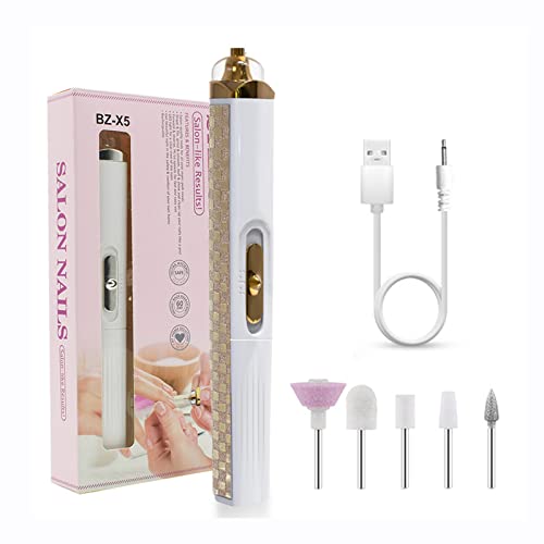 Saint Hyro Portable Electric Nail Drill Machine Set, Electric Nail File Buffer for Acrylic Gel Nails with Manicure Pedicure Polishing Tools, Manicure Pedicure Tool with Dust Brush (White)Easter Gift