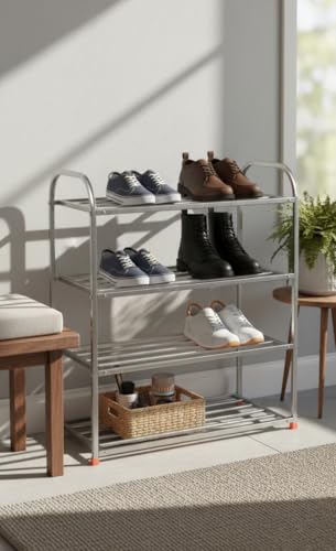 Image of Stainless Steel Shoe Rack, Multipurpose Rack, Multilayer (4 Layer Sturdy)