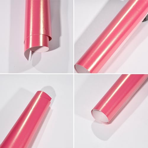 Image of Bright Pink to Charming Diamond Gold Metallic Chameleon Vinyl Wrap Pearlescent Pink Color Change DIY Vehicle Vinyl Film, 59.84 inch x 11.81 inch