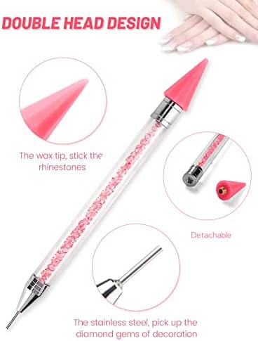 Yokilly 1500PCS Nail Gems,2 PCS Rhinestone Picker Dotting Pen,Dual-Ended Diamond Painting Wax Pencil Crystal Nail Art Rhinestones DIY Decoration Tool with Pick up Tweezer