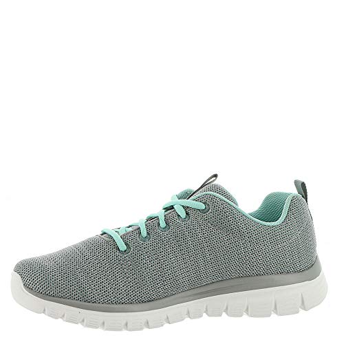 Skechers Gracieuses Chaussures Turquoise Gris Fortune Torsadées Gris Turquoise