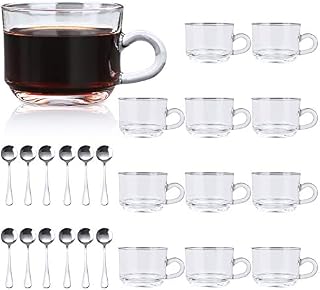 Clear Coffee Mug With Handle 6 oz,QAPPDA Glass Mugs With Handle,Warm Beverage Mugs,Glass