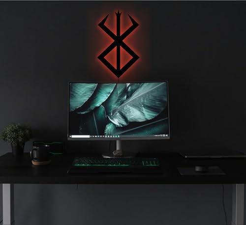 Image of AD INFINITUM LED Wall Lamp, Comic Lover, Bat Cave, Night Lamp, for Gift, Kids Room, Gaming Setup, Gaming Room, Man Cave (BRSRK Logo Multicolor Light)