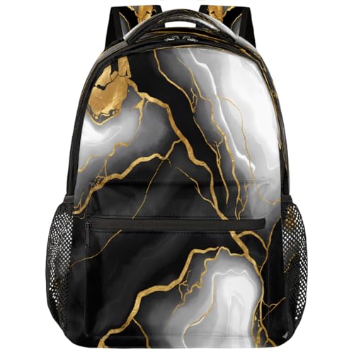 Mochila de mármol negro ligera para evitar dolor de espalda en estudiantes