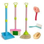 Toyana 6 PCs Kids Cleaning Set, Pretend Play Housekeeping Role Play Toy with Mop Broom Dustpan Sponge Brush, Complete Cleaning Tools Kit for Little Helpers, Educational Gift for Children Ages 3+ Years