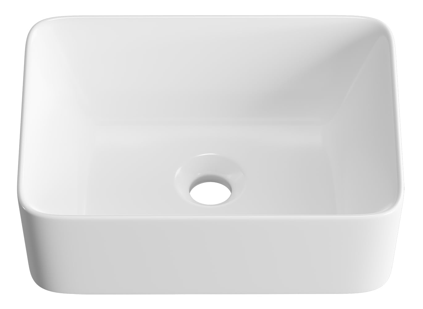 Fregaderos rectangulares de baño de 16 x 12 pulgadas, fregadero de baño pequeño, moderno y clásico de porcelana blanca, fregadero de cerámica para baños, tocadores, baños