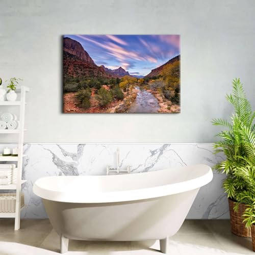 Image of Canyon Wall Art for Office Desert Oasis Landscape Pictures Extra Large Wall Decor Bedroom Decoration 32x48 inch Utah National Park Cliff Scenery Canvas Painting USA Nature Photo Poster Print Artwork Gifts