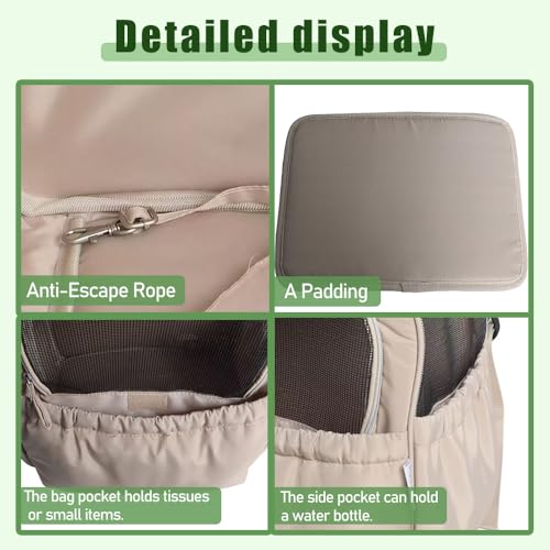 Haustier Rucksack für Kleine Hunde & Katzen bis 5 kg – Modischer Katzenrucksack Gepolsterter Hand- & Schulter-Tragebeutel, LTragbare und Faltbare Hundetasche, Atmungsaktiv (Beige)