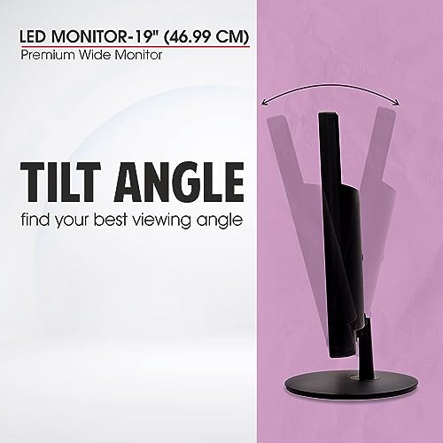 Image of Zebion 19HD1 18.5 Inch (46.99 Cm) Wide Led Monitor with Supporting Hdmi, Vga Input, Resolution 1366 X 768 Pixels, 17M Colors, Glossy Panel, Slim Design and Durable Body (Black)