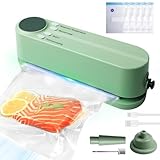 Photo Gallery goedch macchina sottovuoto 3 in 1 con batteria da 1200 mah: saldatrice portatile, sigillatrice sottovuoto singola, fino a 60 sigilli per carica (60 kpa, verde chiaro) Photo Gallery goedch macchina sottovuoto 3 in 1 con batteria da 1200 mah: saldatrice portatile, sigillatrice sottovuoto singola, fino a 60 sigilli per carica (60 kpa, verde chiaro)