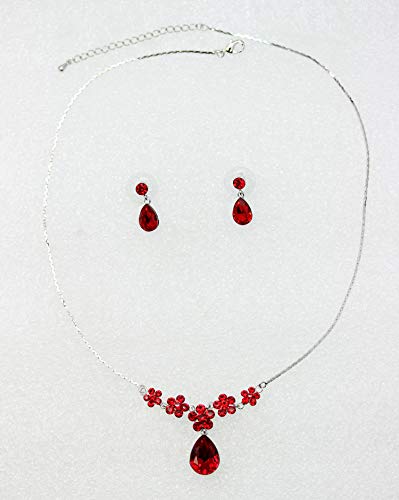 Image of Faship Gorgeous Rhinestone Crystal Floral Necklace Earrings Set