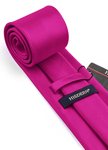 Image of HISDERN Mens Ties Solid Color Wedding Ties and Pocket Square Neckties Clip Sets Business Formal Satin Ties for Men