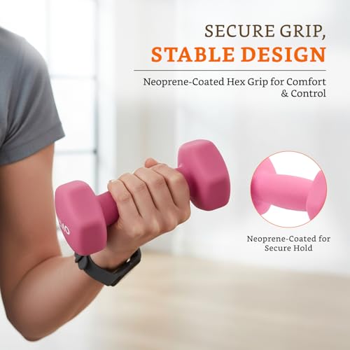 Image of Amazon Brand - Solimo Neoprene Dumbbell 4 Kg, Set of 2 (Light Pink)