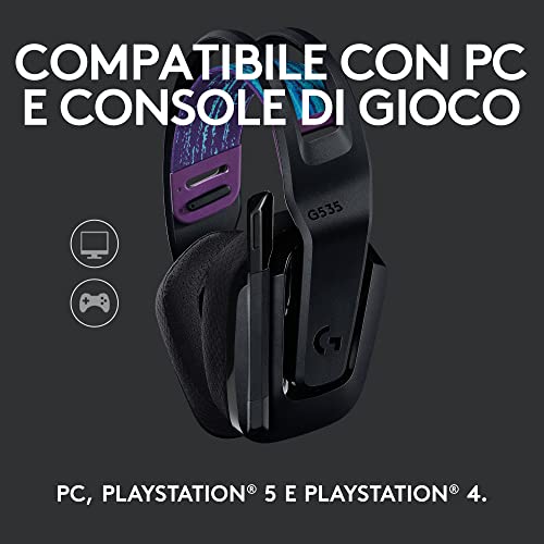 535 LIGHTSPEED Cuffia con Microfono Gaming Wireless - Cuffie Supra-Aurali Leggere, Microfono Flip to Mute, Audio Stereo, Compatibile con PC, PS4, PS5, Ricaricabile Tramite USB - Nero - Cuffia gaming - Immagine 4