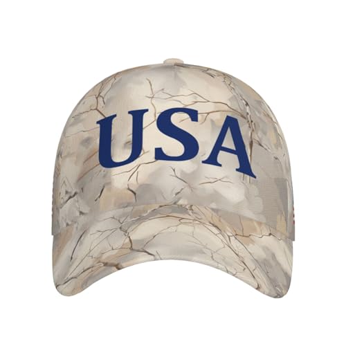 Image of USA Flag Baseball Cap American Patriotic Trucker Hat Father Dad Mother Mom Adjustable Sportswear Hat for Men Women Adults