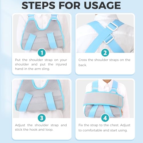 Kids Upper Extremity Sling, Breathable & Comfort Arm Sling Shoulder Immobilizer，Adjustable Arm Sling for Elbow Injury(Grey,XS)