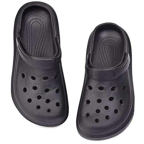 Vonmay Womens Mens Clogs Breathable Summer Beach Sandals Adjustable Slide Garden Shoes Slippers Nonslip, Black #TOP3
