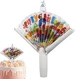 Bougie d'anniversaire pop-up en forme d'éventail – Bougie bannière surprise amusante pour décorer les gâteaux, accessoires de fête originaux pour anniversaires, vacances, événements et célébrations