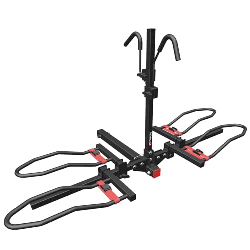 FORWODE Bike Rack Hitch for Car, 200 LB 2-Bike Racks with Coded Lock, Wobble Free Smart Tilting Hitch Mount Bike Rack for 2 Inch Receiver, Bike Carrier Fits Up to 5 Inch Fat Tire Electric Bike for Car