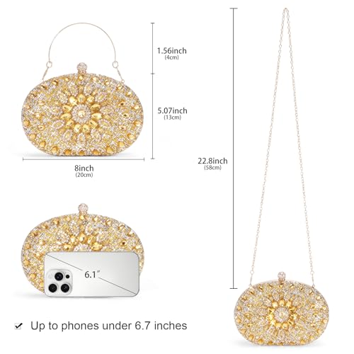 Image of RNIEGA Rhinestone Clutch Purses for Women Evening Wedding Formal Party Purses Crystal Diamond Glitter Sparkly Handbag
