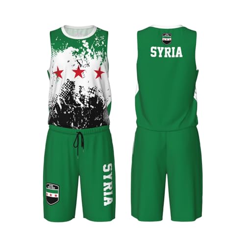 Syria Flag 1932-1963 Grain (1) Basketball Jersey Uniform Suit for Men Adults Training Athletic Set