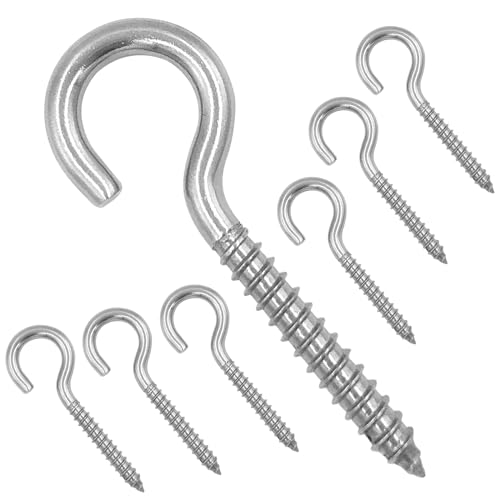 ZUSFUL 3.2 Inches 304 Stainless Steel Screw Eyes 6 Pack Heavy Duty Screw in Hooks for Hammock Stand Indoor Ceiling&Outdoor