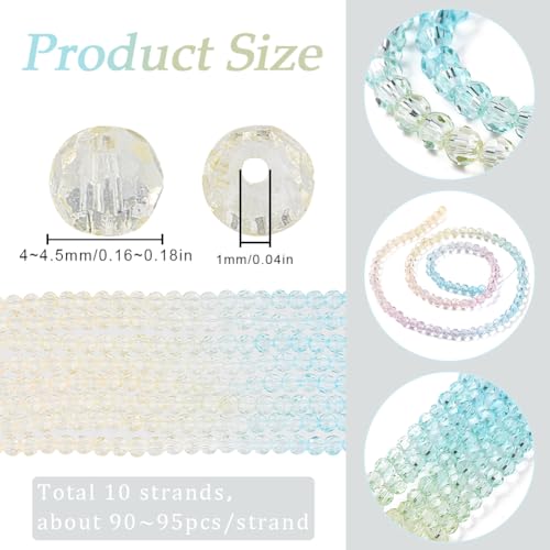 SUNNYCLUE 1 Box About 900-950Pcs Rainbow Glass Beads Bulk Round Glass Crystal Beads Multi-colour Light Sky Blue Clear Transparent Cute Bead for jewellery Making Diy Craft Necklace Bracelet Women Adult - Image 2