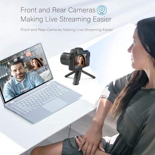 Image of Digital Camera, 4K 64MP WiFi Touch Screen Vlogging Camera, 32GB SD Card, Lens Hood, Dual Cameras, 3000mAh Battery, 4 inch Display - Black