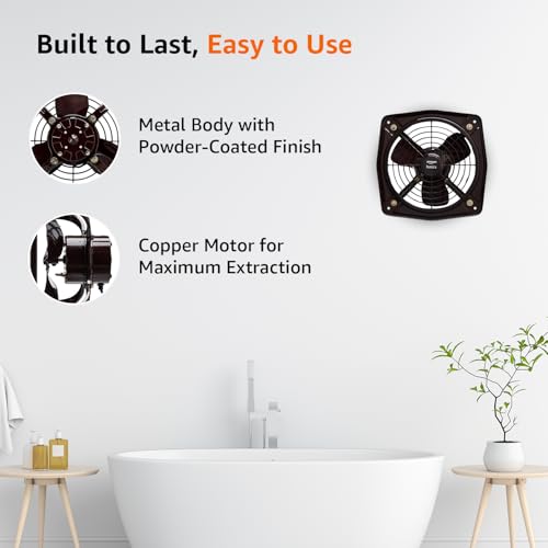 Image of Amazon Basics 9 inch Fresh Air Exhaust Fan | 40W | 230 mm Sweep | Corded Electric | Window Mount | 45-52 dB | Indoor Use | Metal - Black
