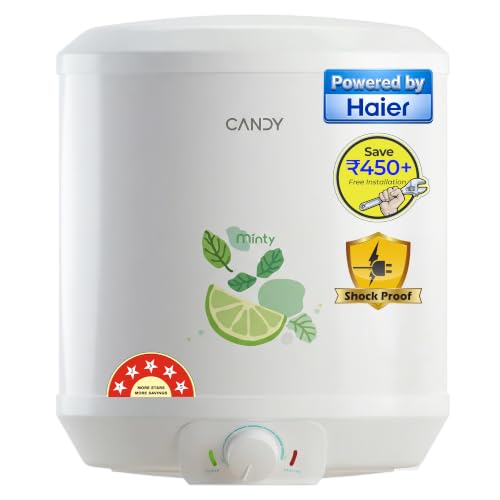Image of Candy Minty Storage Water Heater Geyser 25L,Haier's sub-brand,5 Star BEE Rating,72 Hours Heat Block, 2KW Electric Geyser for Bathroom, Warranty:3 Yr Overall,5 Yr Tank,Hard Water Protection