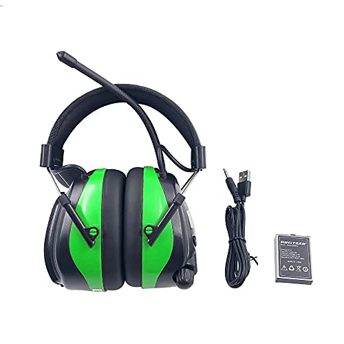 Protear Bluetooth Ear Protection, Noise Cancelling Ear Muffs,Noise Reduction Nrr 25Db Hearing Protection Rechargeable 1200 Mah Lithium Battery Radio Headphones For Lawn Mowing Work, Green #TOP5
