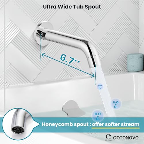 gotonovo Tub Shower Faucet Set with Valve,Polish Chrome,Straight Handheld by gotonovo - Used condition - Image 7